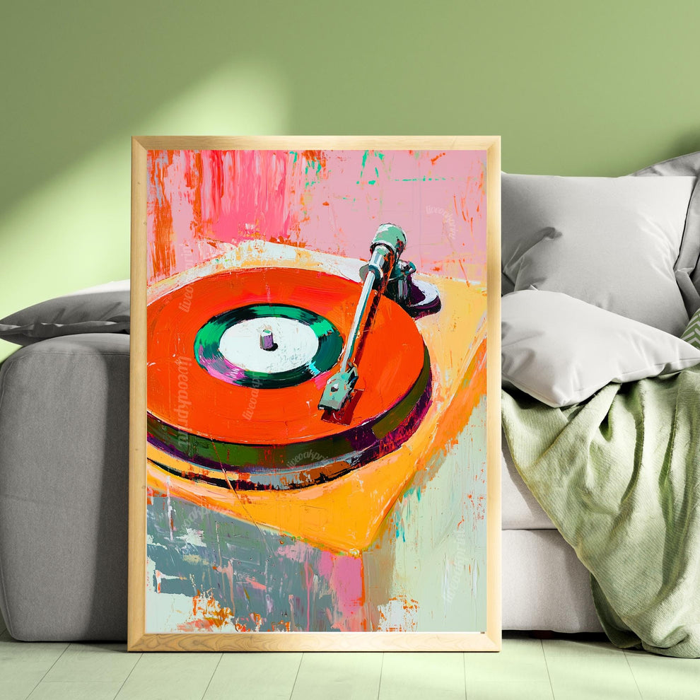 Red Retro Record Playing Painting