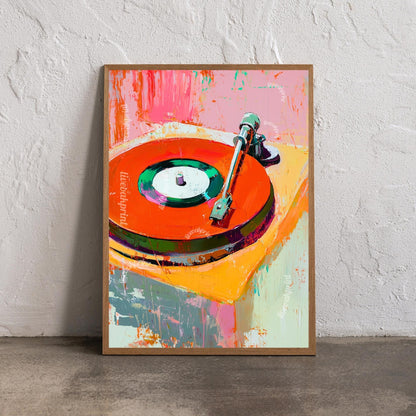 Red Retro Record Playing Painting