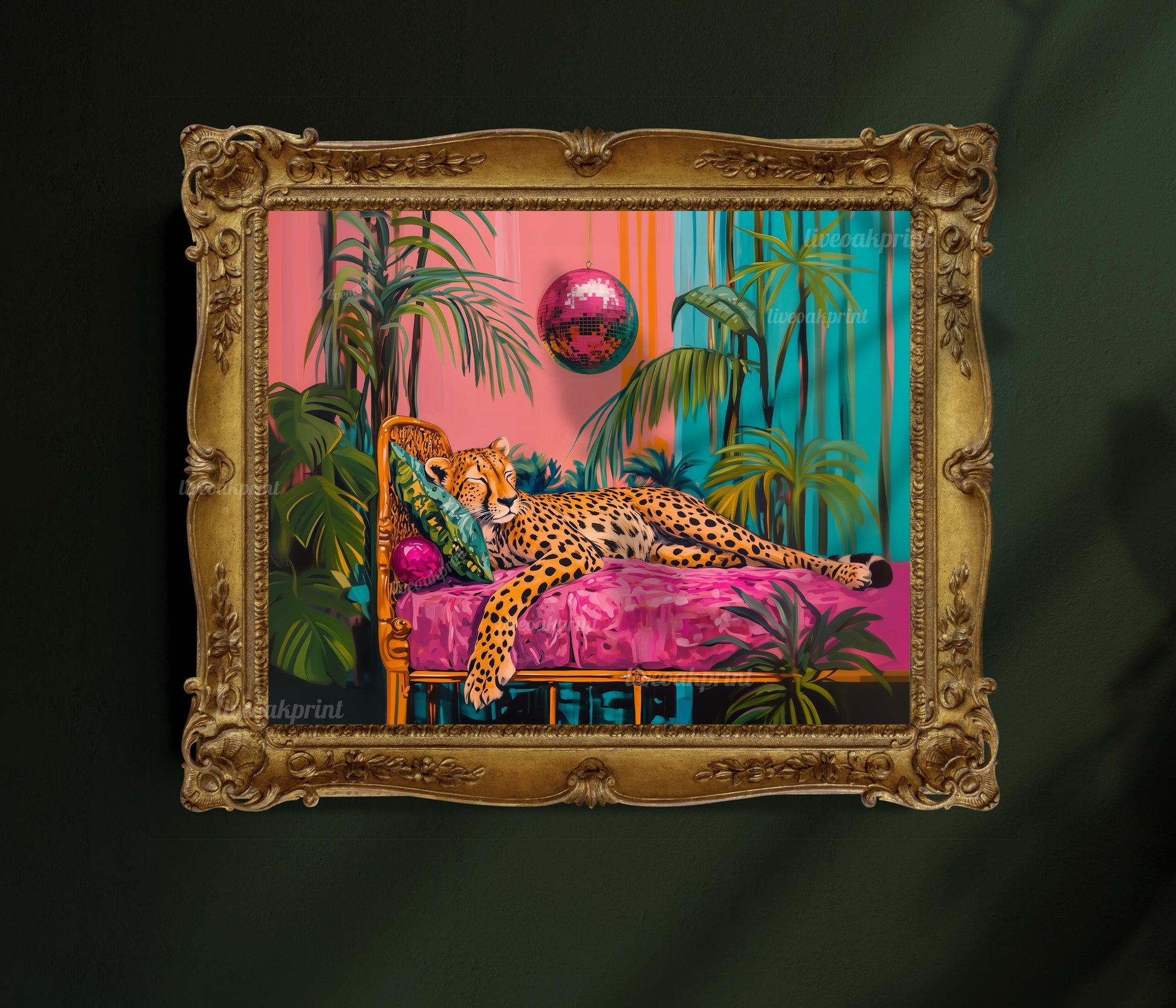 Cheetah Sleeping Under A Disco Ball