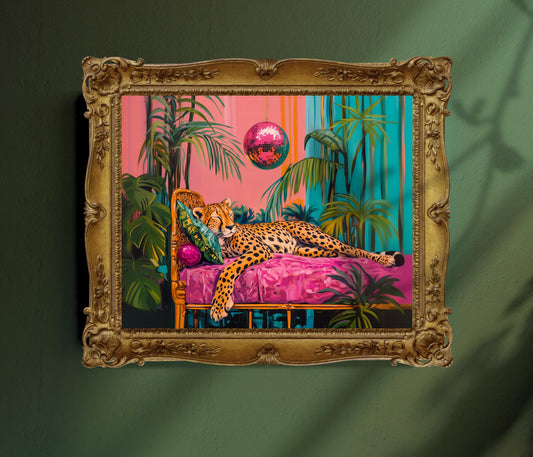 Cheetah Sleeping Under A Disco Ball