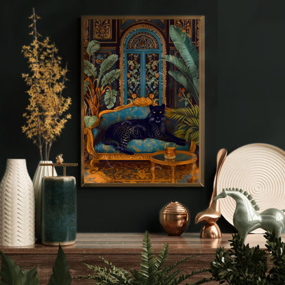 Moody Black Panther with a Whisky Glass