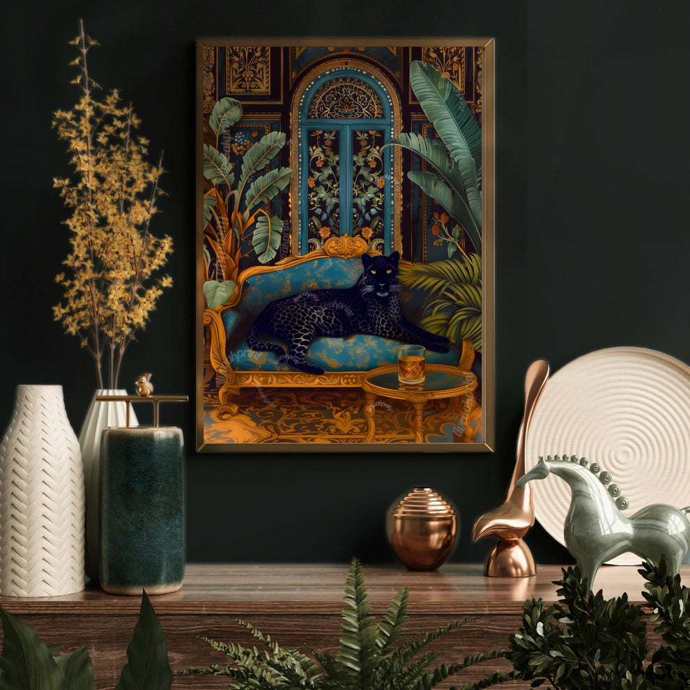 Moody Black Panther with a Whisky Glass