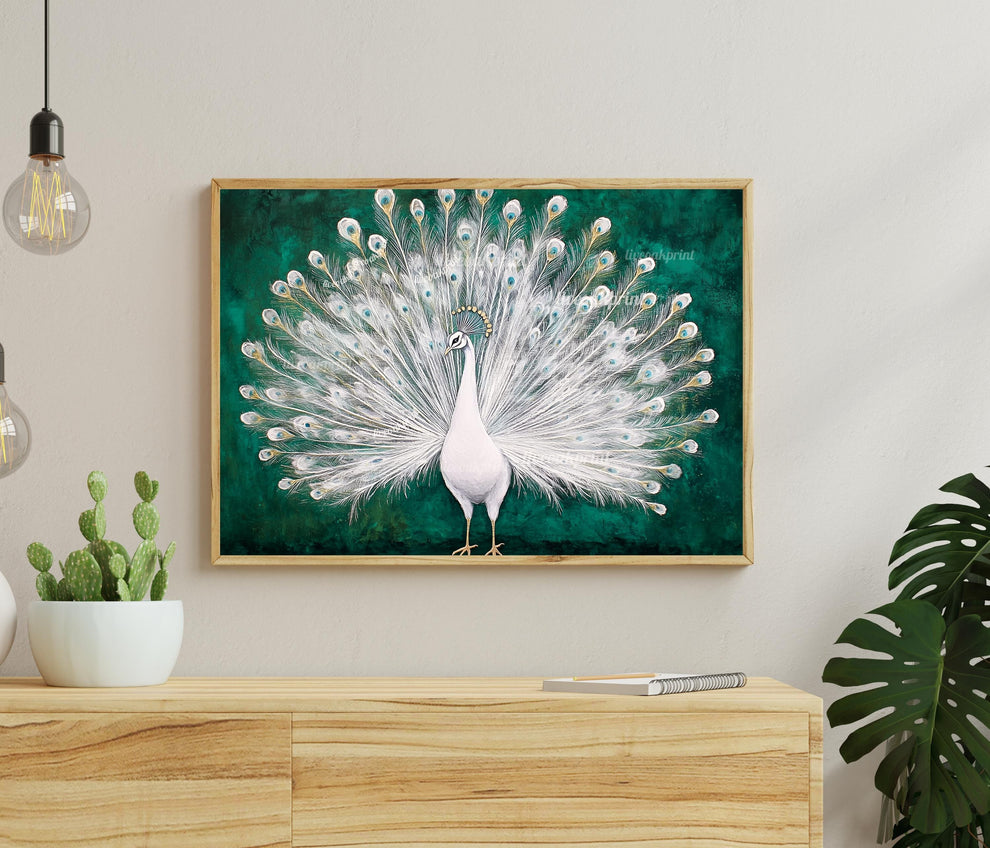 White Peacock Print