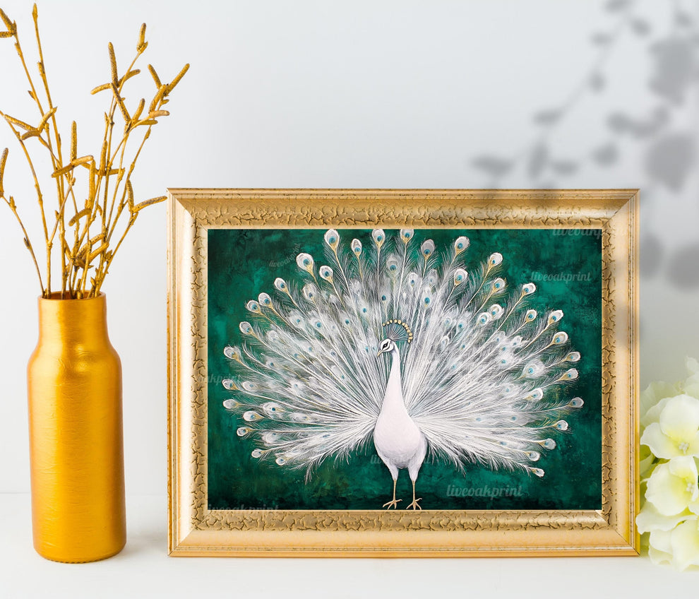 White Peacock Print