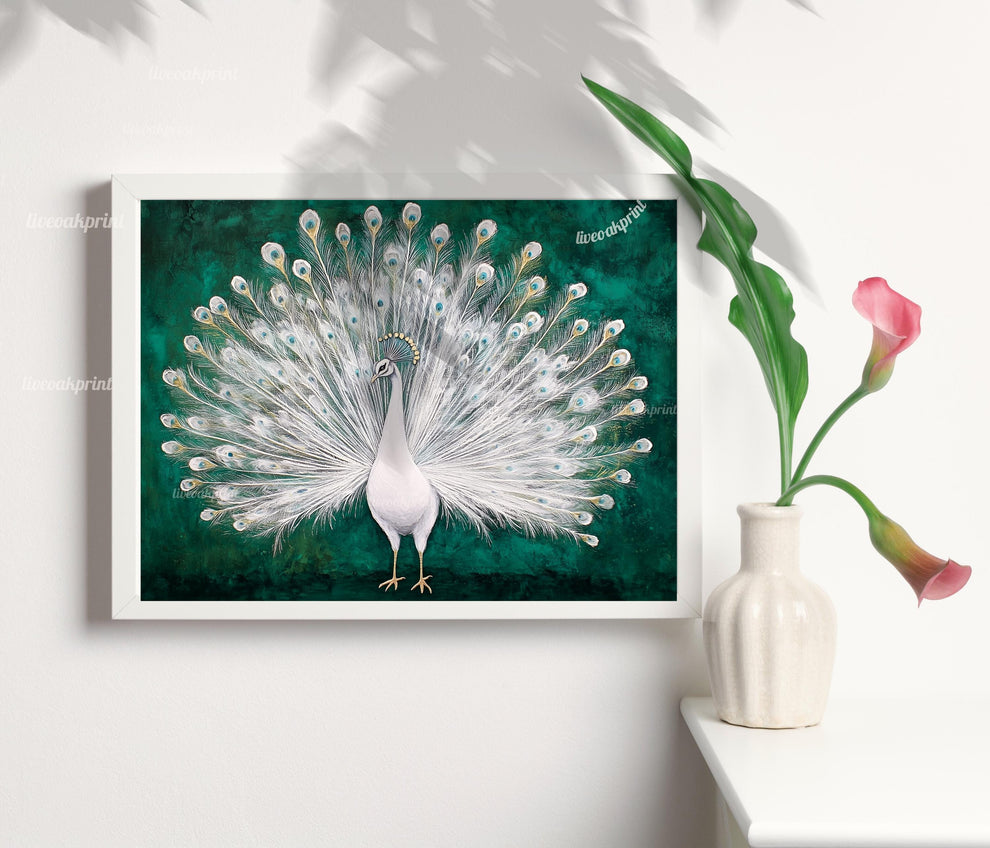 White Peacock Print