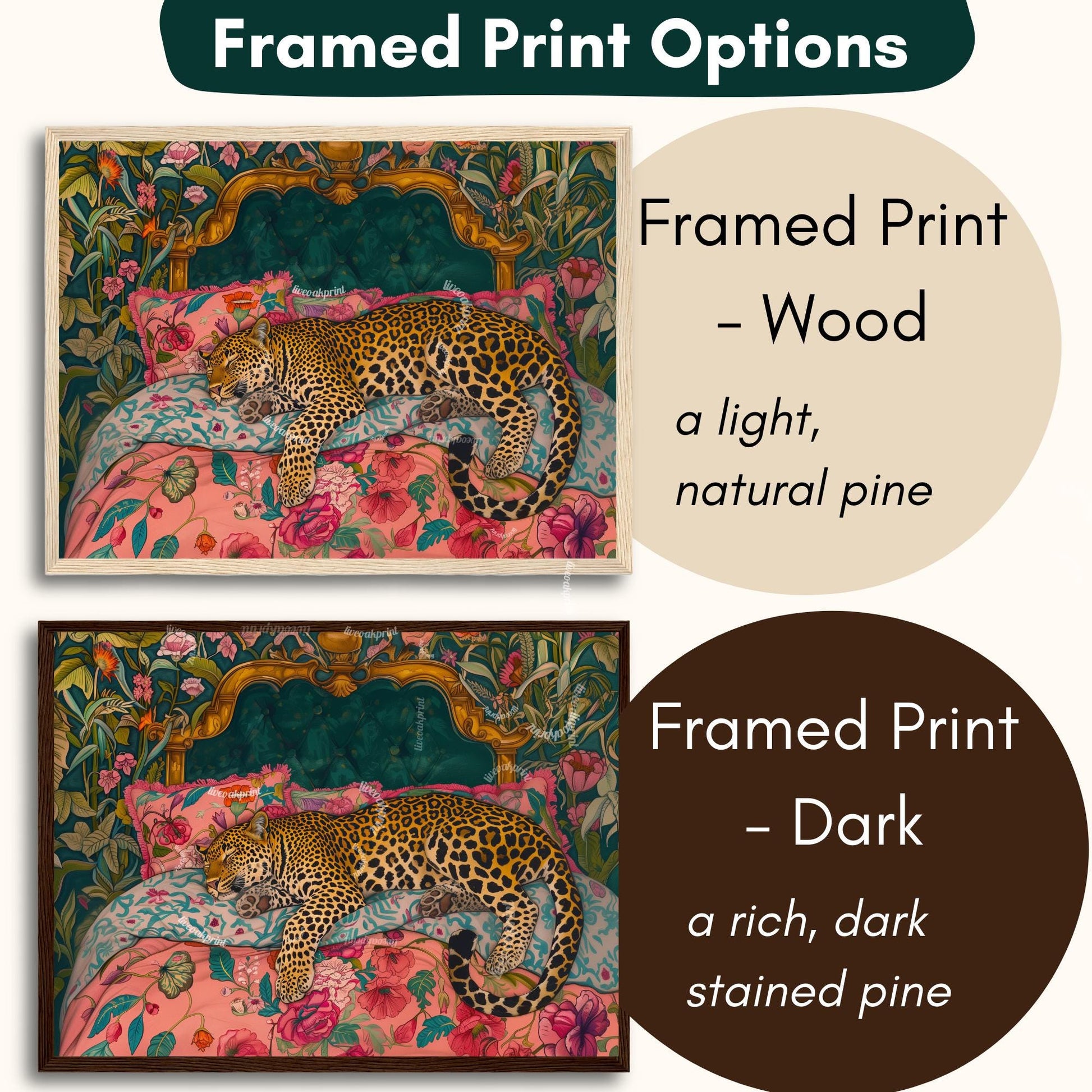 Sleepy Leopard in a Vintage Bed Print