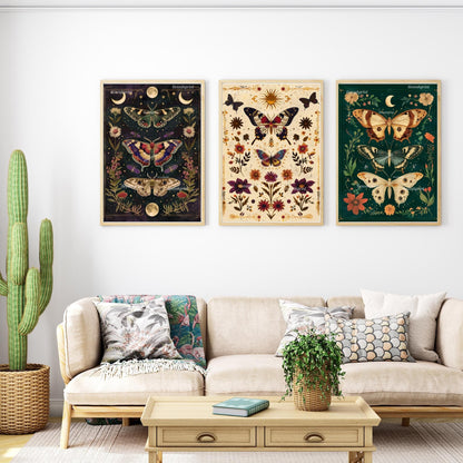 Moody Aesthetic Vintage Butterfly Set of Three