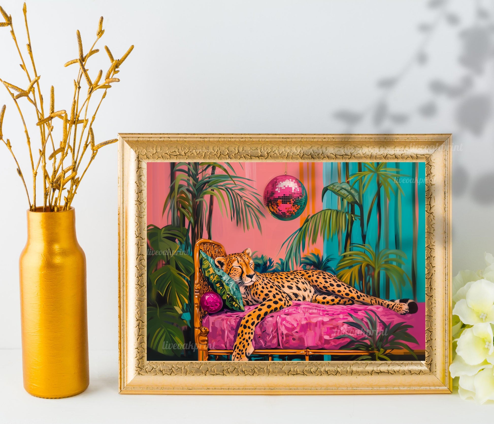 Cheetah Sleeping Under A Disco Ball
