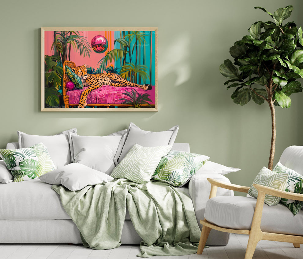 Cheetah Sleeping Under A Disco Ball