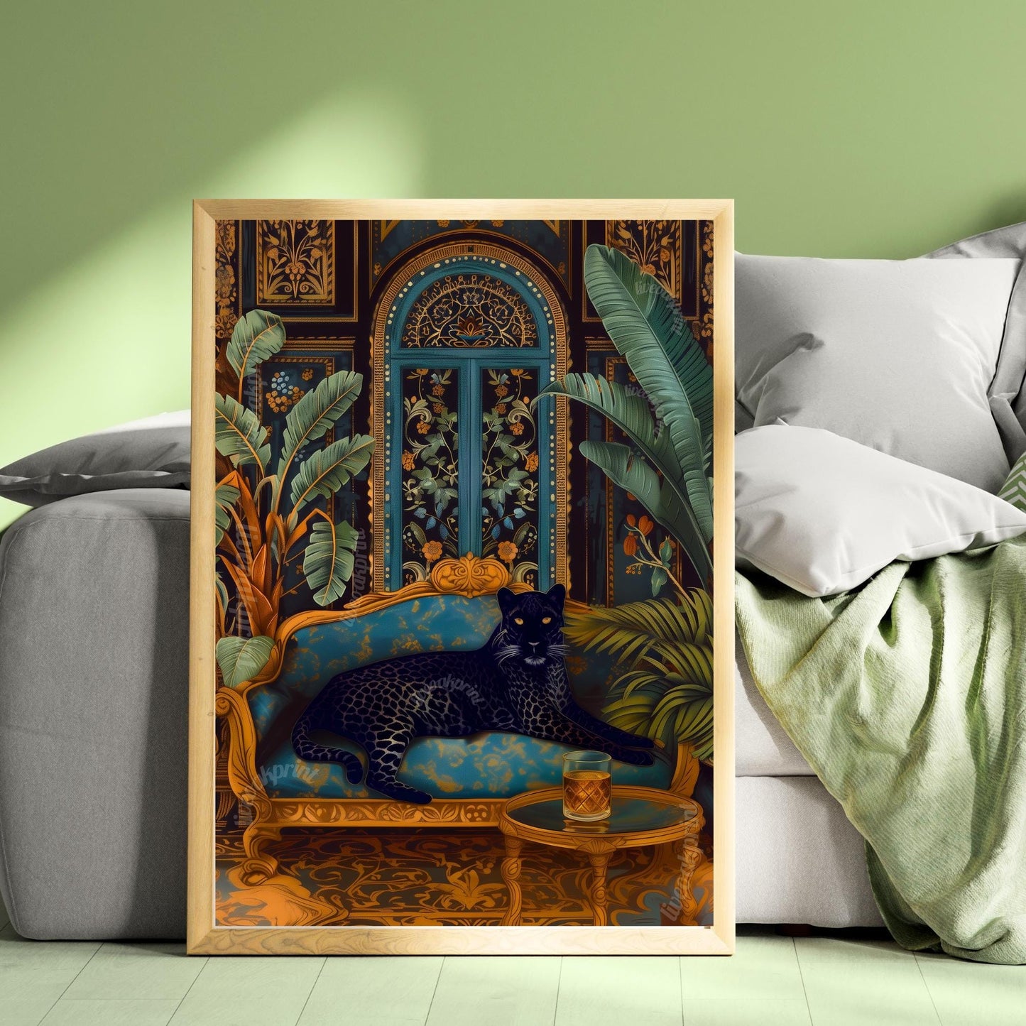 Moody Black Panther with a Whisky Glass