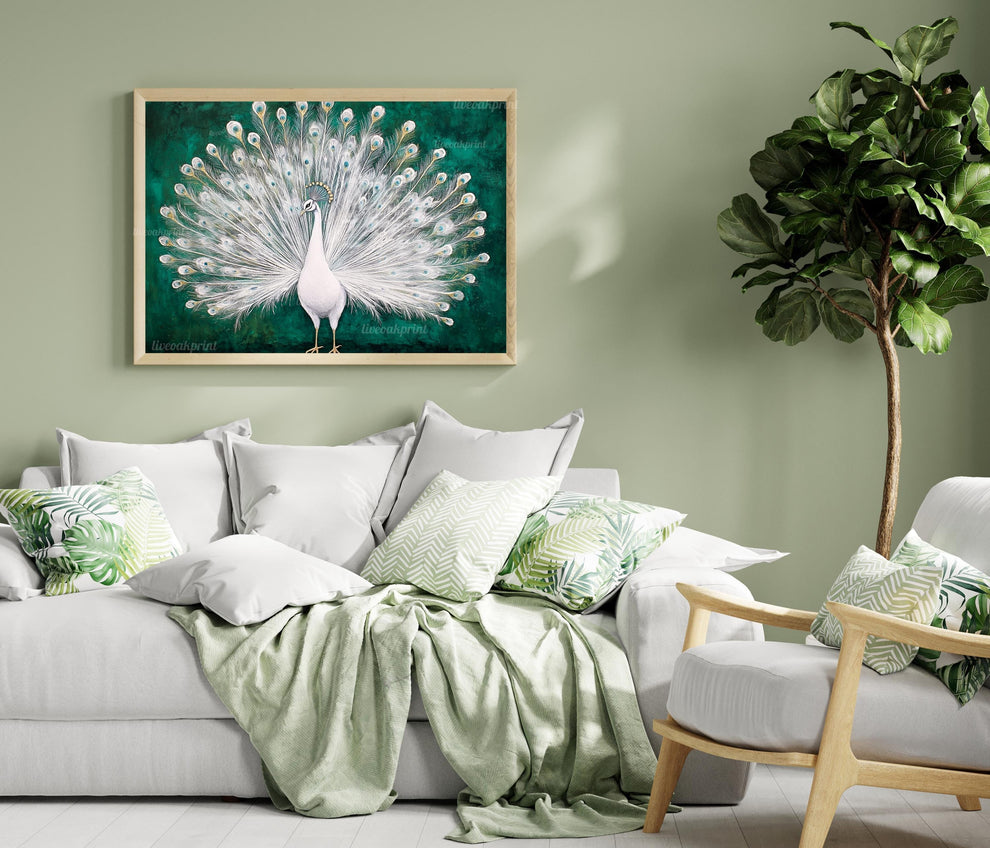 White Peacock Print