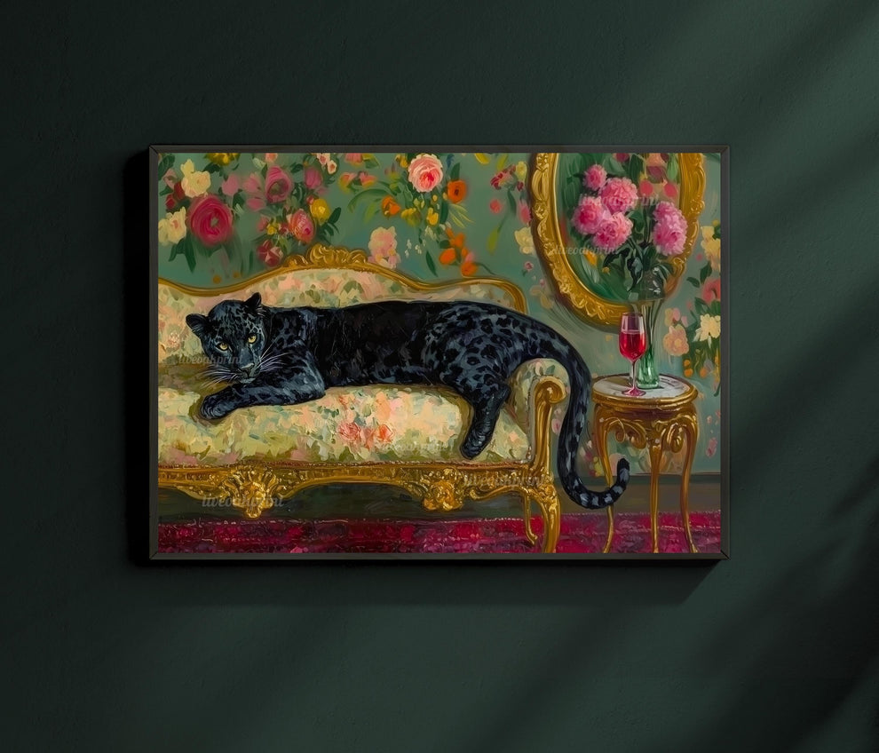 Moody Jewel-Tone Leopard and Wine Glass Print