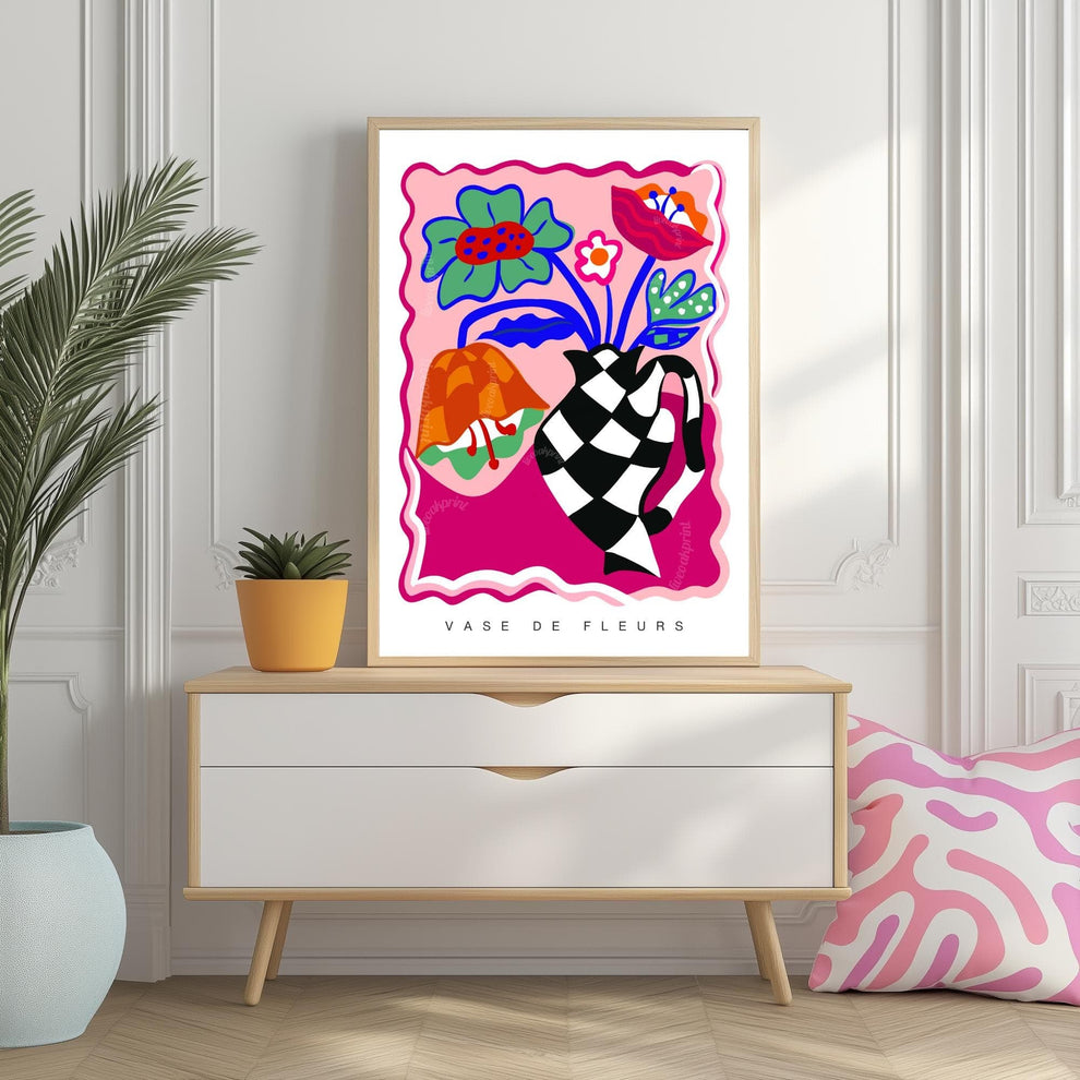 Funky Checkerboard Floral Print