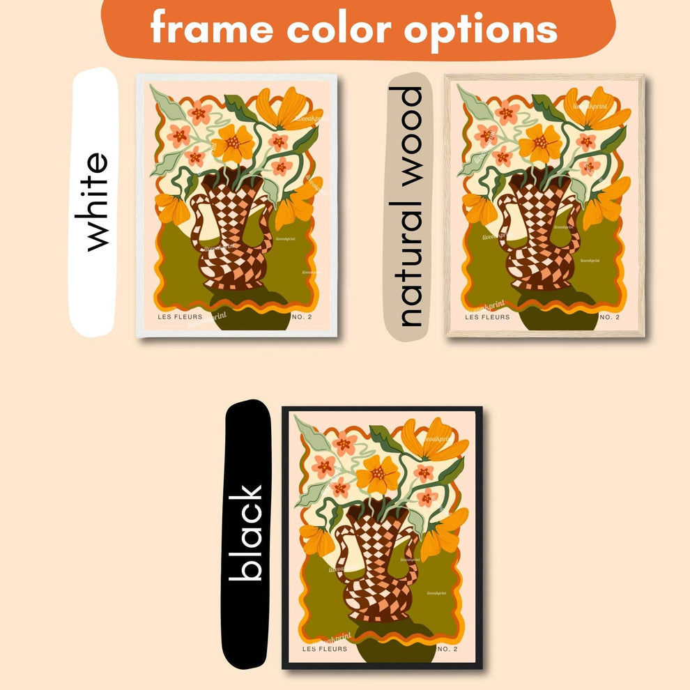 Retro Funky Flower Vase Print