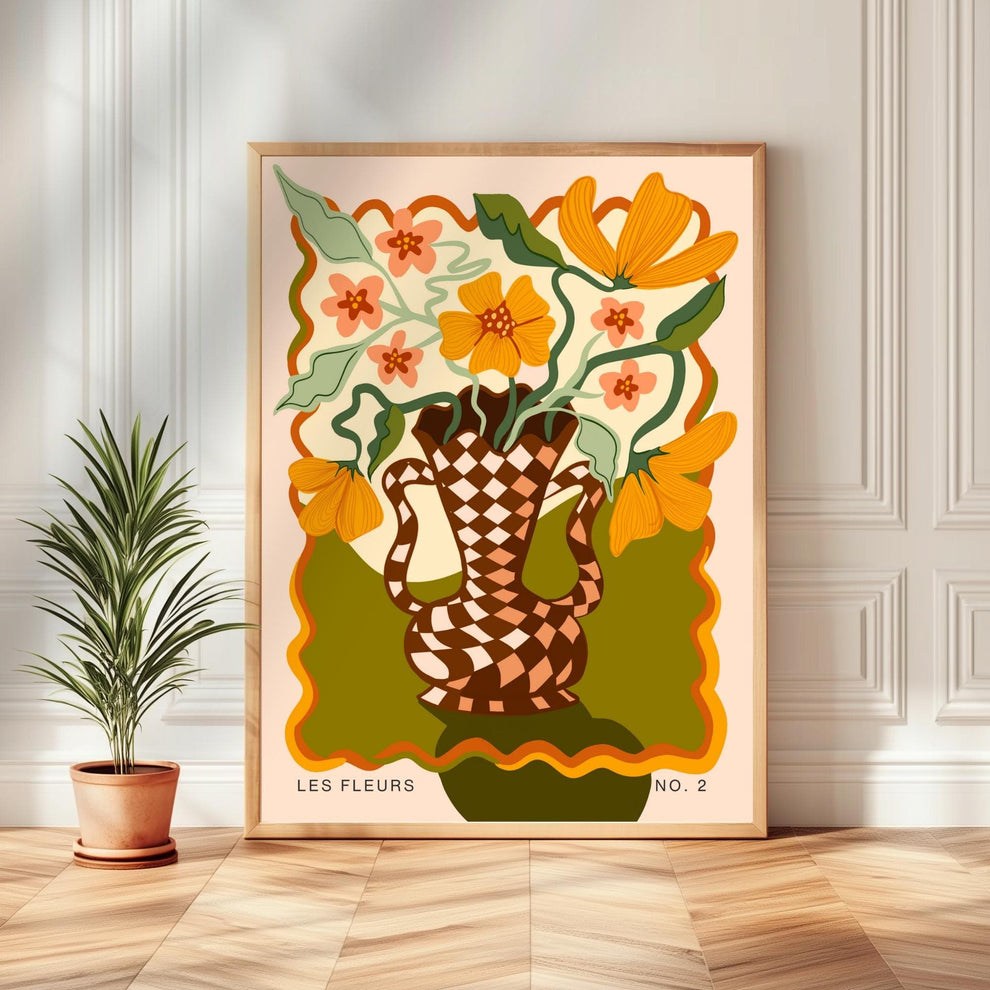 Retro Funky Flower Vase Print