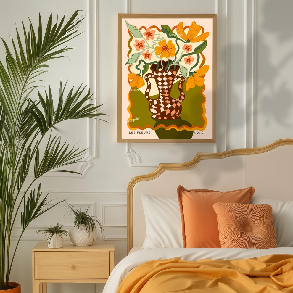 Retro Funky Flower Vase Print