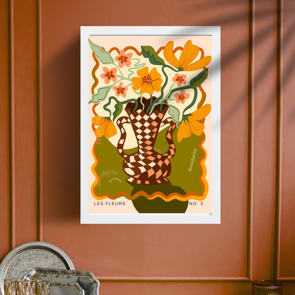 Retro Funky Flower Vase Print