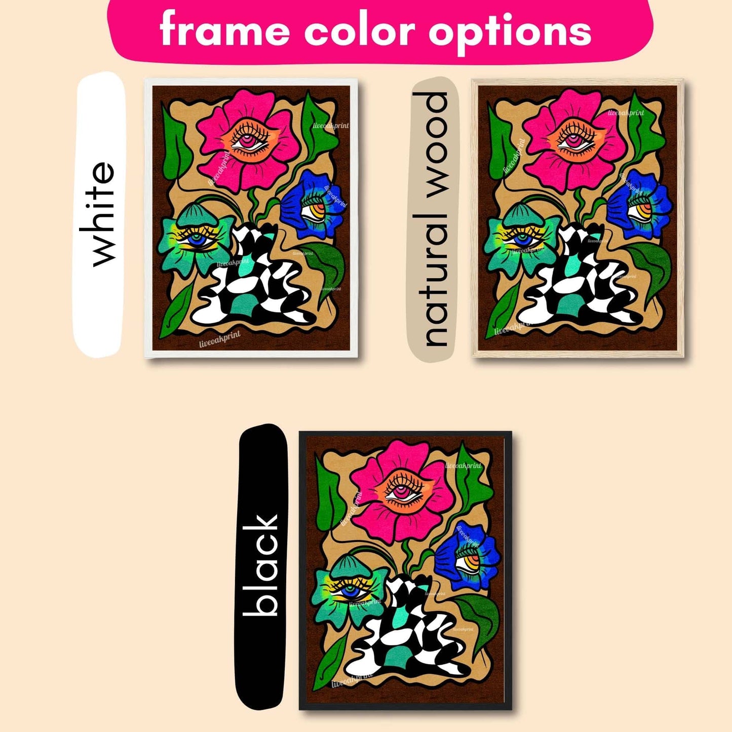 Retro Funky Flower Vase Print