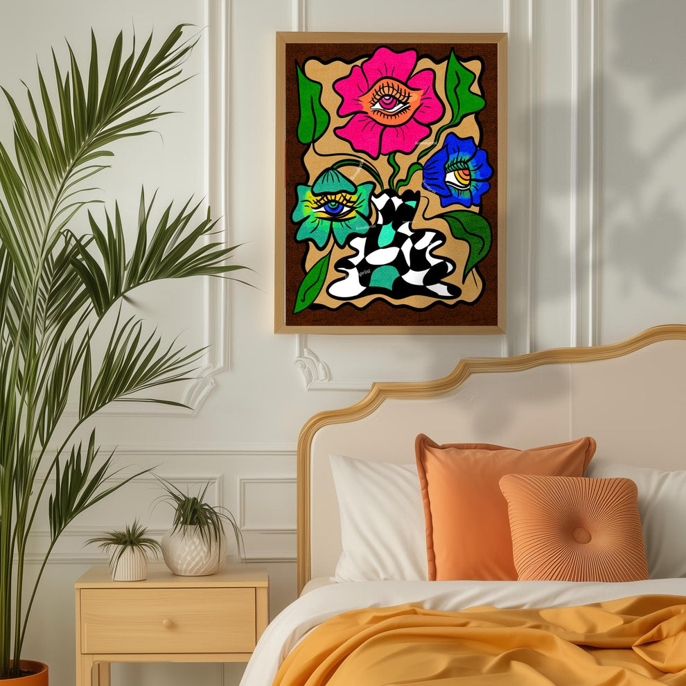 Retro Funky Flower Vase Print