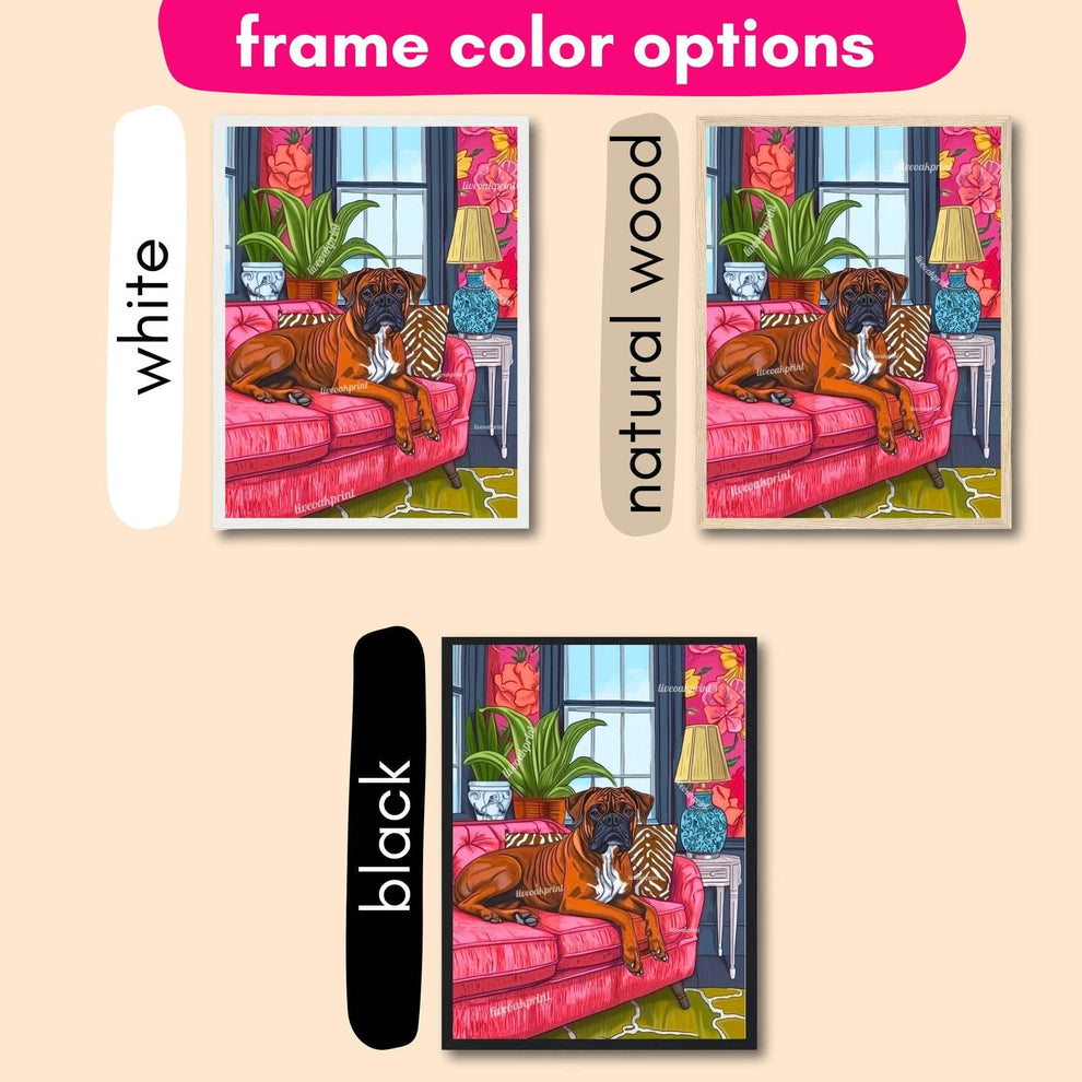 Boxer Dog in a Maximalist Living Room