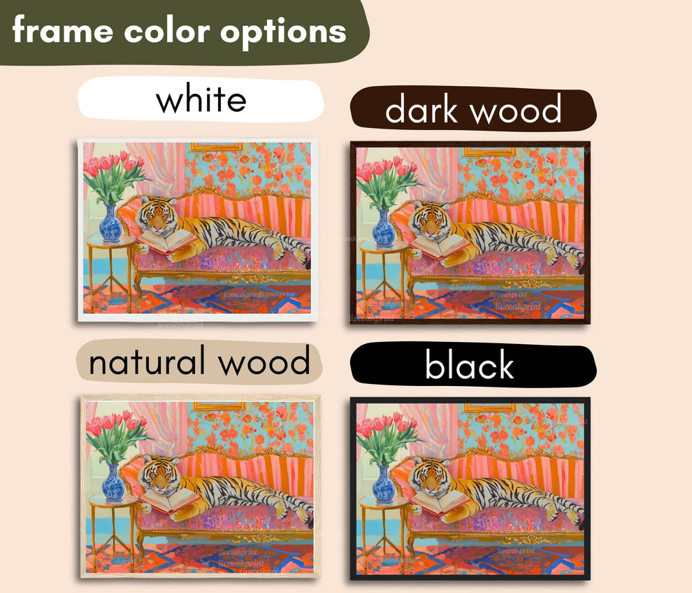 Tiger Reading in Bed Print