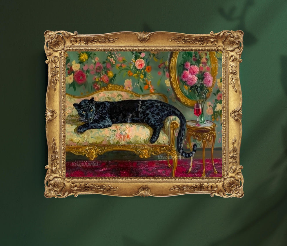 Moody Jewel-Tone Leopard and Wine Glass Print