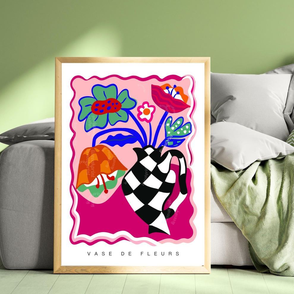 Funky Checkerboard Floral Print