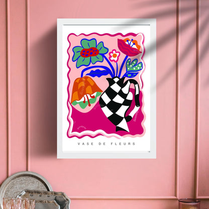 Funky Checkerboard Floral Print