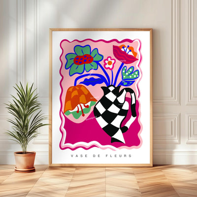 Funky Checkerboard Floral Print