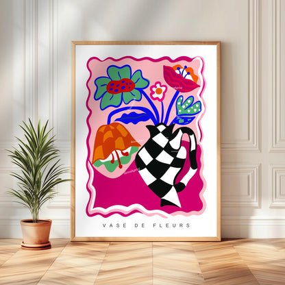 Funky Checkerboard Floral Print