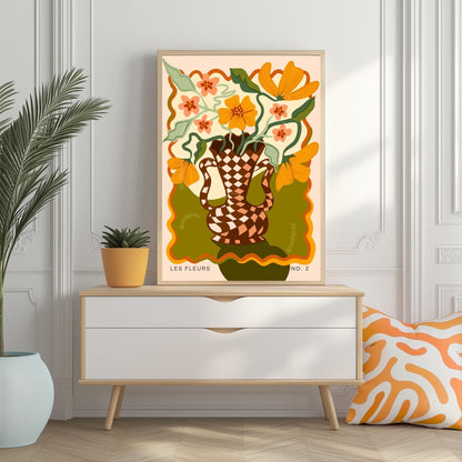Retro Funky Flower Vase Print