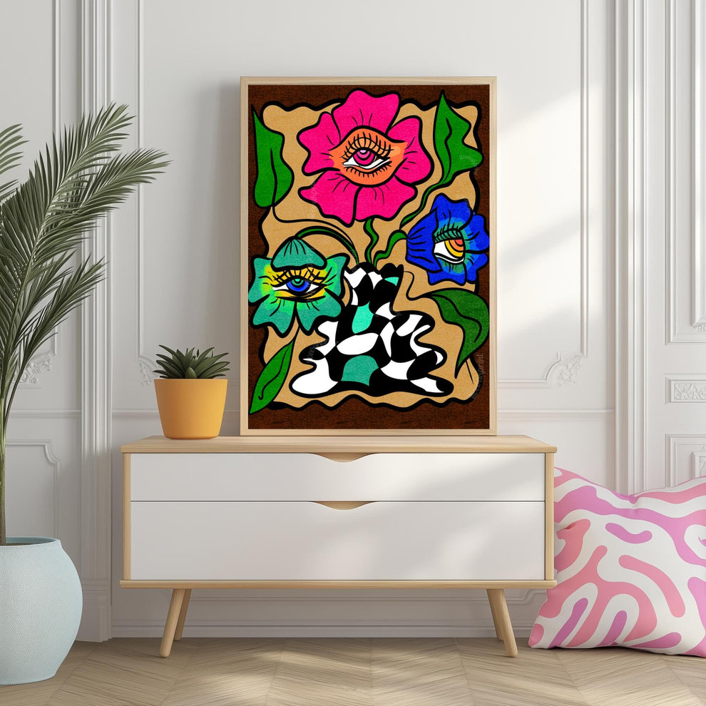Retro Funky Flower Vase Print