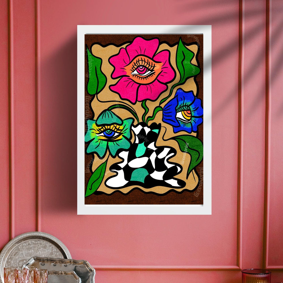 Retro Funky Flower Vase Print
