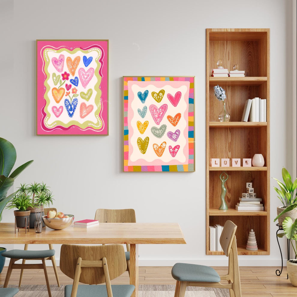 Pink Hearts Print