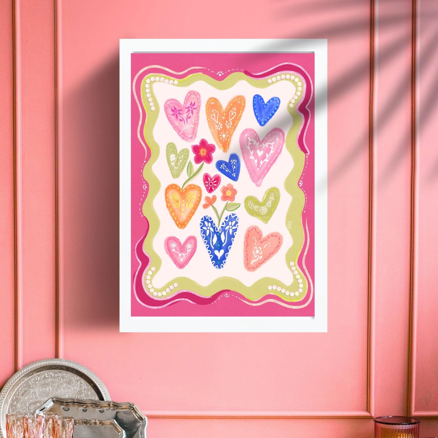 Pink Hearts Print