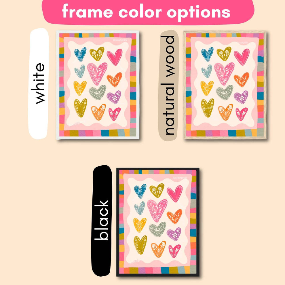 Colorful Heart Art Print – Whimsical Patchwork Heart Wall Art – Playful Colorful Print – Coquette Room Decor – Bright Bold Maximalist Art