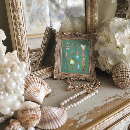 Vanity Relics Art Print – Messy Coquette Aesthetic – Vintage Perfume Wall Art – Feminine Gothic Decor – Baroque Print