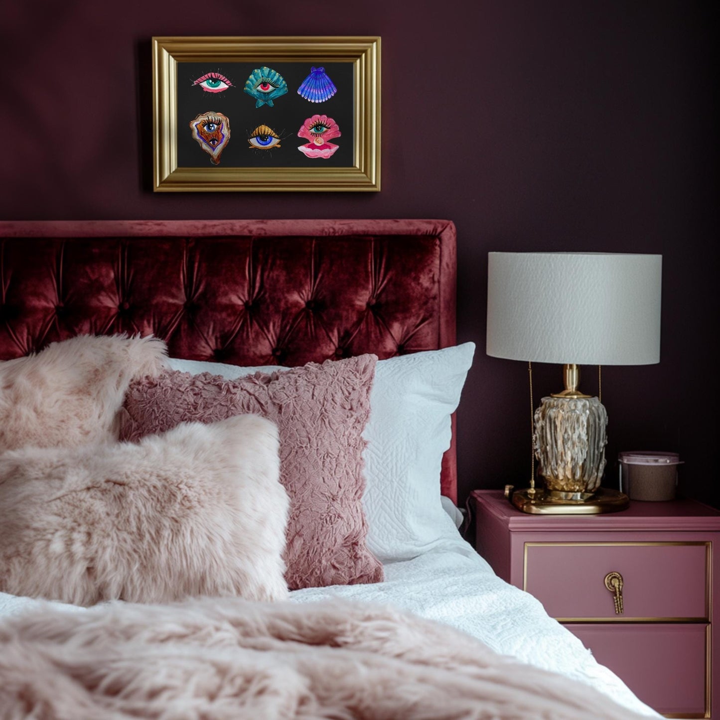 Ocean Eyes Art Print – Surreal Eye Wall Art Moody Coastal Aesthetic Print Maximalist Ocean Decor Gallery Wall Art Psychedelic Art Print