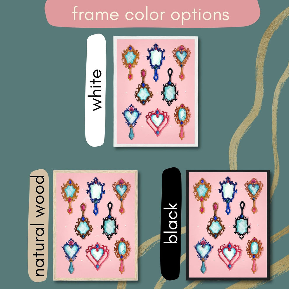 Mermaid Mirrors – Coquette Vanity Art Print, Vintage Aesthetic Decor, Pastel Mermaidcore Wall Art