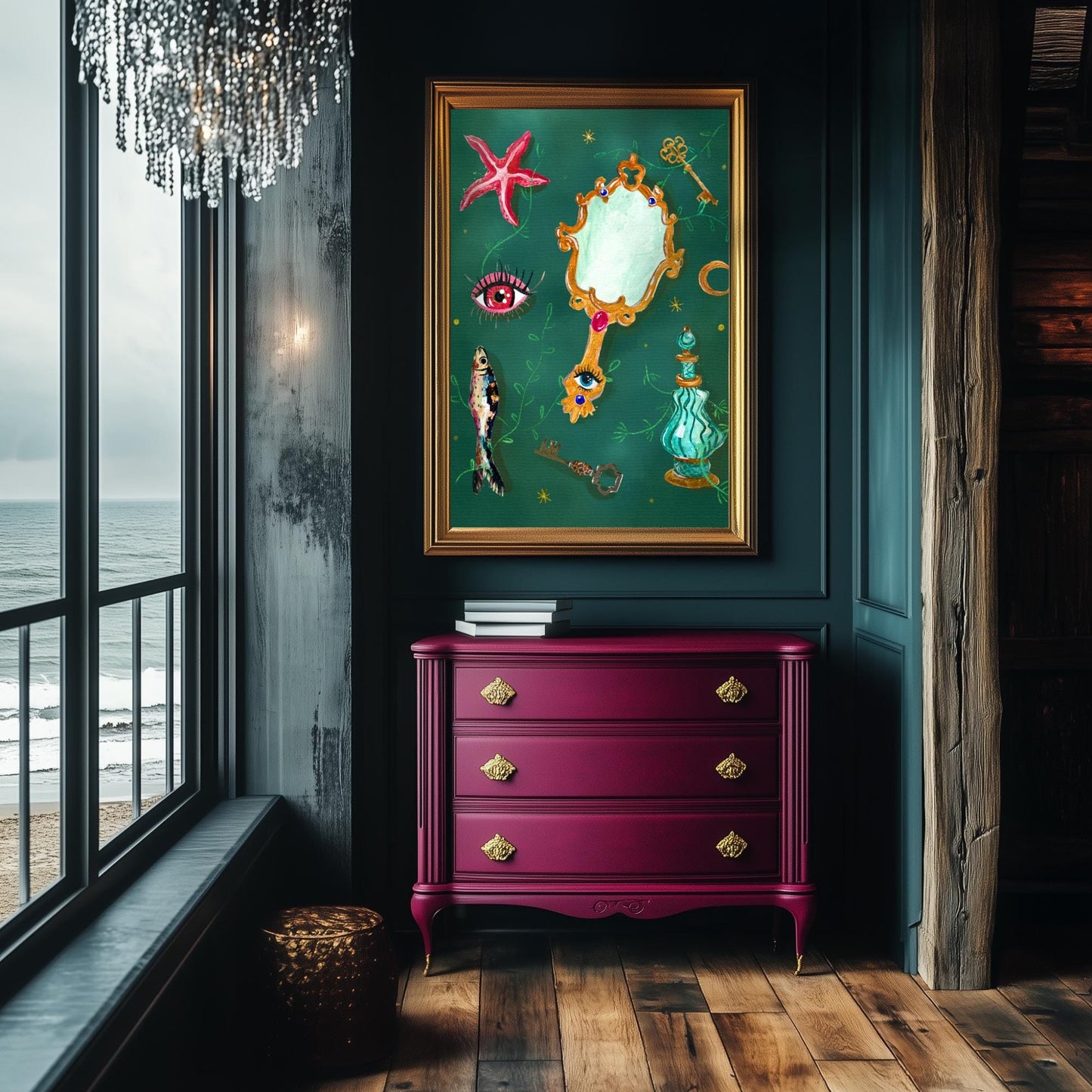 Sea Witch Spells – Surreal Eye Coastal Wall Art – Witchy Ocean Decor – Boho Beach Aesthetic – Mystical Wall Print – Witchy Bedroom Decor