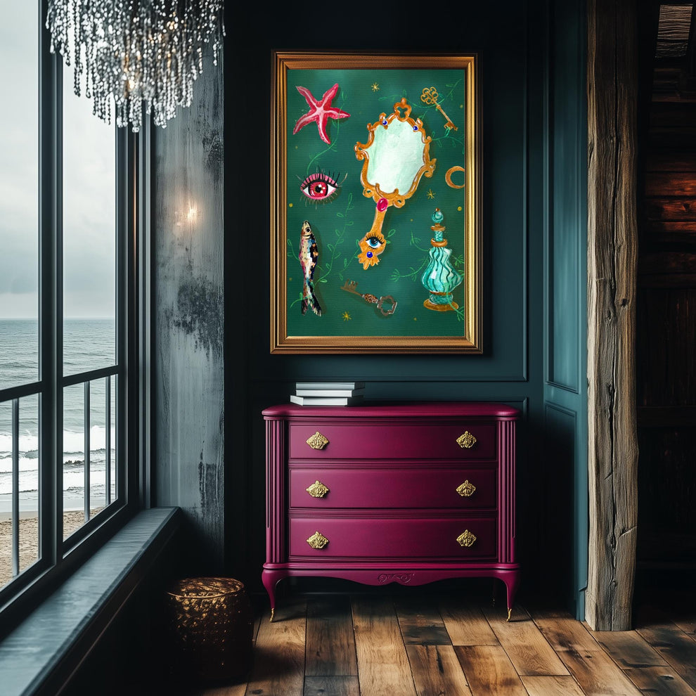 Sea Witch Spells – Surreal Eye Coastal Wall Art – Witchy Ocean Decor – Boho Beach Aesthetic – Mystical Wall Print – Witchy Bedroom Decor