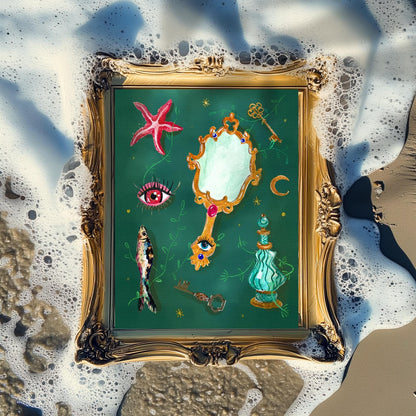 Sea Witch Spells – Surreal Eye Coastal Wall Art – Witchy Ocean Decor – Boho Beach Aesthetic – Mystical Wall Print – Witchy Bedroom Decor