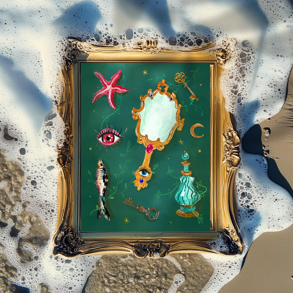 Sea Witch Spells – Surreal Eye Coastal Wall Art – Witchy Ocean Decor – Boho Beach Aesthetic – Mystical Wall Print – Witchy Bedroom Decor