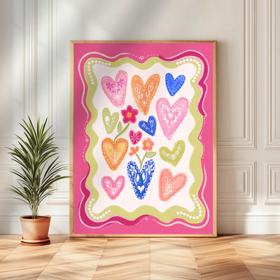 Pink Hearts Print