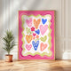 Pink Hearts Print