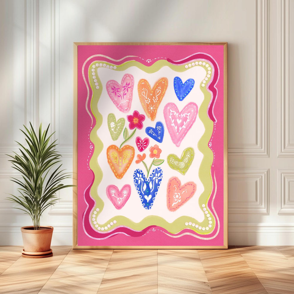 Pink Hearts Print