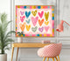Horizontal Heart Print – Colorful Folk Heart Wall Art – Bright Maximalist Wall Decor – Whimsical Pastel Rainbow Art – Coquette Dopamine