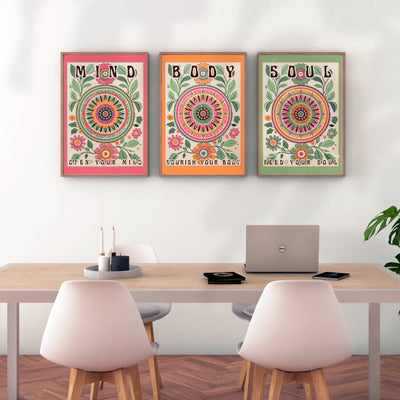 Mind Body Soul Poster Set of Three