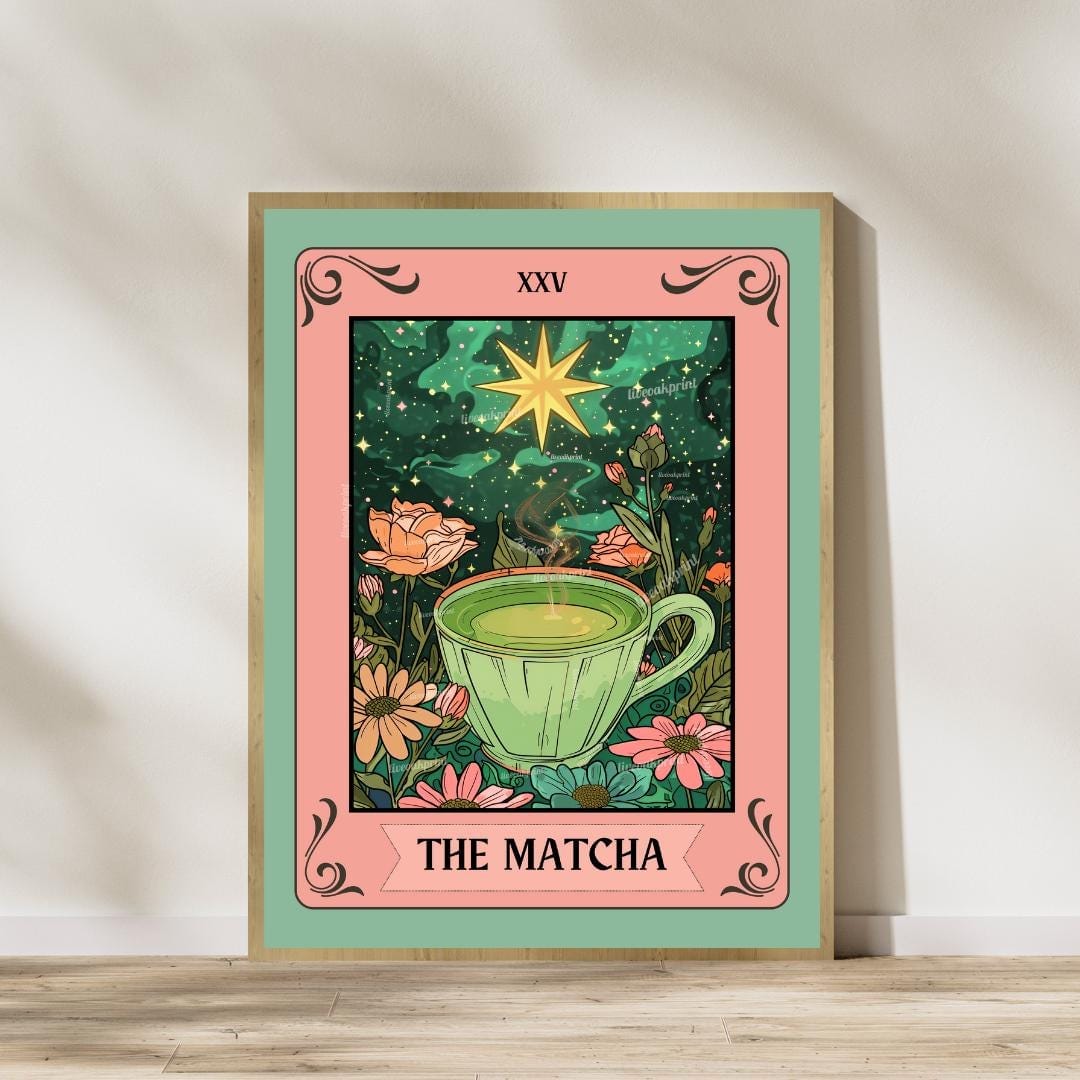 Coffee and Matcha Print Set – Coffee Bar Wall Art – Boho Kitchen Decor – Tea and Coffee Poster Set – Green & Brown Wall Art – Coffee Gift