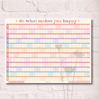 Do What Makes You Happy Calendar – Pastel Mid Year Wall Planner 2025–2026 – Aesthetic Dopamine Decor – July Start School Year Calendar
